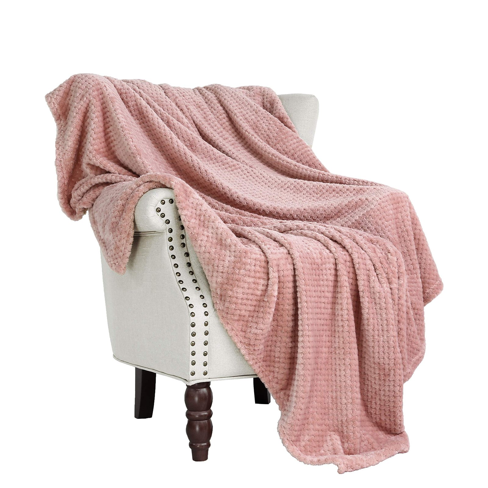 Exclusivo Mezcla Waffle Textured Dusty Pink Fleece Blanket